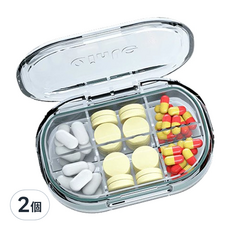 拍平方 藥盒, 透明 六格, 2個