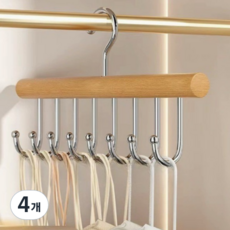 多用途原木衣架, 4個, 淺木色