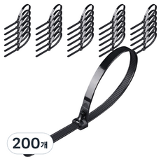코코로이 재사용 케이블 타이, 블랙, 200개