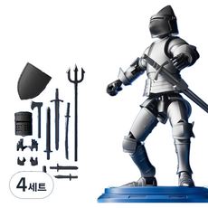 크블랑스 중세기사 구제관절 액션피규어 중세기시리즈 2개의 자석 블랙발바닥이나 등에 사용 세트 13 x 16 cm, 4세트