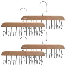 沐慕家居 木質防滑收納多勾內衣衣架, 原木色, 四入, 1組