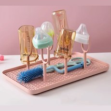 Awesome Goods 多用途水瓶奶瓶瀝水晾乾托盤 大型, 1層, 1個, 粉紅色