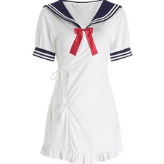 immong 女款Love Moon水手領開叉性感角色扮演連身裙