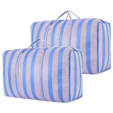 Join Made 特大號搬家袋 採購袋 棉被衣物收納袋 230L, 灰色 + 藍色, 2個