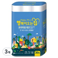 Happy House 紙漿3層衛生紙, 27m, 30捲, 3個