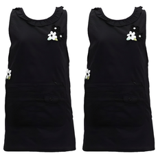 羅莎之家 百合連身裙式生活防水圍裙, 黑色, 2件