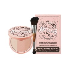 too cool for school 美術課三色打亮餅 Set, #附著效果佳 #明亮妝容 3IN1 立體輪廓打亮 聚光燈效果 0mm超服貼, 02 玫瑰金, 1組