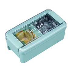 Lustroware 岩崎 日系小清新附筷雙層保鮮餐盒680ml 防油汙處理 易清洗 洗碗機OK, 莫蘭迪綠, 1個