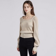 BURU N JUDY 女款豐盈泡泡袖方領針織衫 OQIPO507A