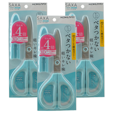 KOKUYO SAXA 空氣彈力剪刀，輕快鋒利 膠帶紙盒PP打包帶 塑膠帶皮革紙箱飲料袋信用卡適用, 輕藍, 3支