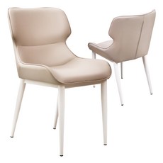 코지라움 PU 프리미엄 인조가죽 두툼한 쿠션방석 식탁의자 1인용 2p 방문설치, 베이지, 일반의자 2