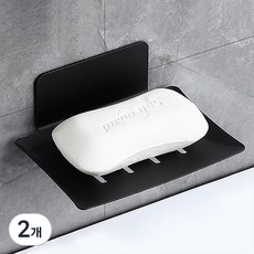 Musikine 飯店式 3M 強力黏著 不鏽鋼肥皂架, 2個, 黑色