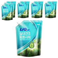 리큐 실내건조 피톤샤워 허브향 액체세제 일반용 리필, 2.1L, 6개