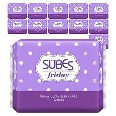 슈베스 프라이데이 울트라슬림 생리대, 대형, 12개입, 12개