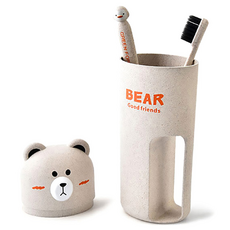 알럽홈 칫솔 베어컵 세트, 베이지, 1세트