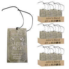 John's Blend 室內吊掛式香氛紙片 4片, 純淨麝香, 12片