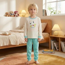 프리미에팜 남아용 산리오 포차코 프렌드 편면 실내복 상하의 세트