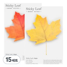 어프리 스티키리프 단풍 베이직 점착메모지 2종 세트 M, Yellow + Red, 15세트
