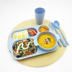 BEESEECH 擁擠孩童和成人便餐套組 6, 藍色