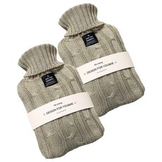 EVER HOUSE 基本款保溫熱水袋 2L + 針織套套組 卡其色 20 x 30 cm, 2套