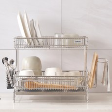 PureCell 盤子架擴張型304不鏽鋼餐具瀝水架, 2層, 1個, 單一顏色