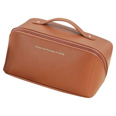 TengYue 大容量旅行化妝包 PU皮革, 棕色, 23.5 x 10.5 x 11cm