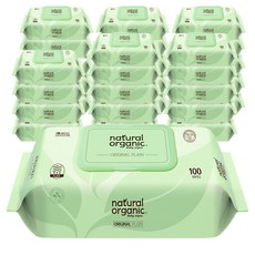 네츄럴오가닉 오리지널 플레인 유아물티슈 캡형, 50g, 100개입, 30개