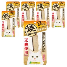 INABA CIAO 啾嚕 燒本柴魚魚柳條 綠茶消臭成分配合 土佐清水港直接輸送 新鮮 肉質柔軟 方便吞食, 高湯風味, 30g, 6包