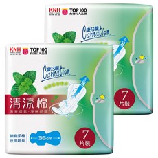 康乃馨 清涼棉超長36cm衛生棉 夜用型, 夜用超長型 36cm, 7片, 2包