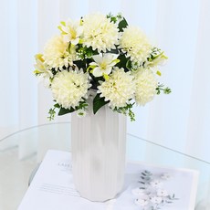 都市庭園 人造掃墓用蝴蝶大麗花花束, 1個, 奶油色