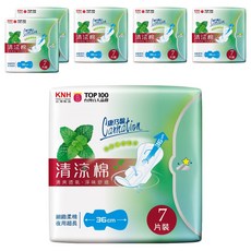 康乃馨 清涼棉超長36cm衛生棉 夜用型 獨特清涼配方 棉柔表層 舒適透氣, 7片, 6包