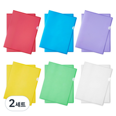 모던앳 컬러 투명 L자 파일 A4 6종 x 2p 세트, 혼합색상, 2세트