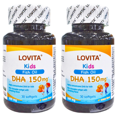 Lovita 兒童魚油DHA 150mg 軟膠囊，迷你尺寸，不含人工色素和香料，30顆/30天份, 15g, 2罐