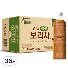 광동제약 밀싹 보리차 그린 무라벨, 1.5L, 36개