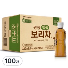 광동제약 밀싹 보리차 그린 무라벨, 330ml, 100개