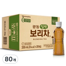 광동제약 밀싹 보리차 그린 무라벨, 330ml, 80개