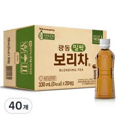 광동제약 밀싹 보리차 그린 무라벨, 330ml, 40개