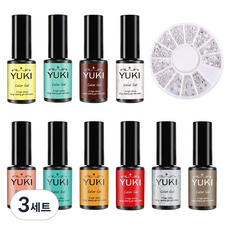 유키 청담동네일 10종 A세트, 젤네일 10종 + 크리스탈 네일스톤세트, 3세트