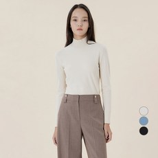 LINE ADDITION 女款修身素色半高領套頭針織衫