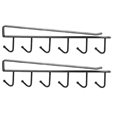 minono 米諾諾 櫥櫃隔板六聯鉤 27 x 1.3 x 7cm, 黑色, 2個