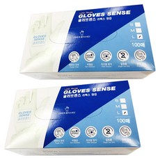 GLOVES SENSE 乳膠手套, 白色, 大(L), 2個