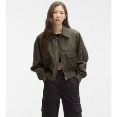 MIXXO 女款光澤感寬鬆飛行員外套