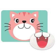 위아키즈 쥬쥬프렌즈 냠냠 플레이트 + 식탁 매트 세트, 고양이, 1세트