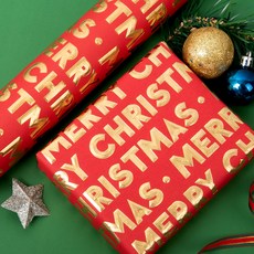 좋은기븐 금박포장지 X-mas, 레드, 1개