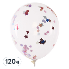 컨페티풍선 30cm, 별 레인보우, 120개