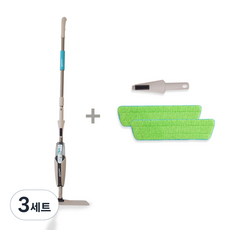 LIVING SOOP 噴霧平板拖把+超細纖維拖布2個+清潔器1個, 3套