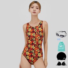 아쿠아티카 여성용 실내 원피스 수영복 + 언더브라 + 비닐백 + 수모 + 귀마개 + 수경 세트 AQA1654