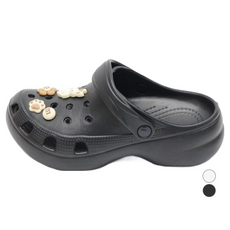 TOPUS 女款增高厚底涼鞋與拖鞋 5.5cm T-606, 黑色, 245