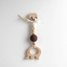 Ymmama 手工嬰兒車掛飾 09-1, 1個, 木質大象棕色