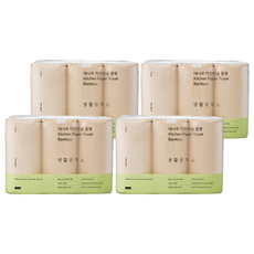 Saengong 生活工作所 竹製廚房紙巾 捲筒式, 6捲, 4個